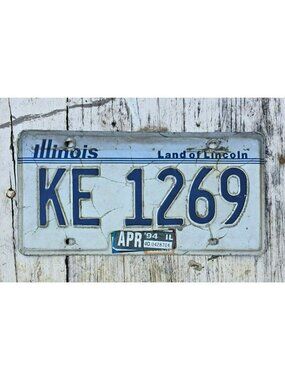 Vintage 1994 Illinois License Plate Land Of Lincoln Metal Wall Art Decor KB113